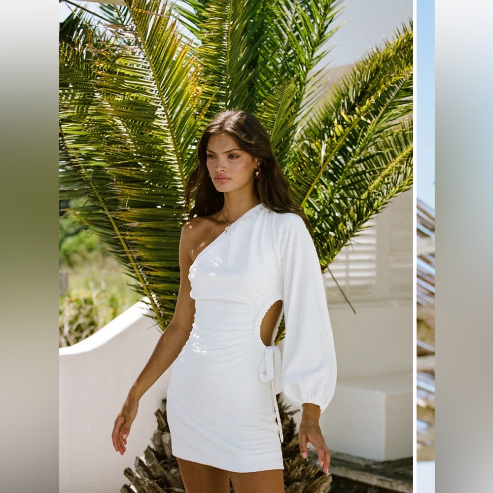 Sabo Skirt One-Shoulder White Mini Dress